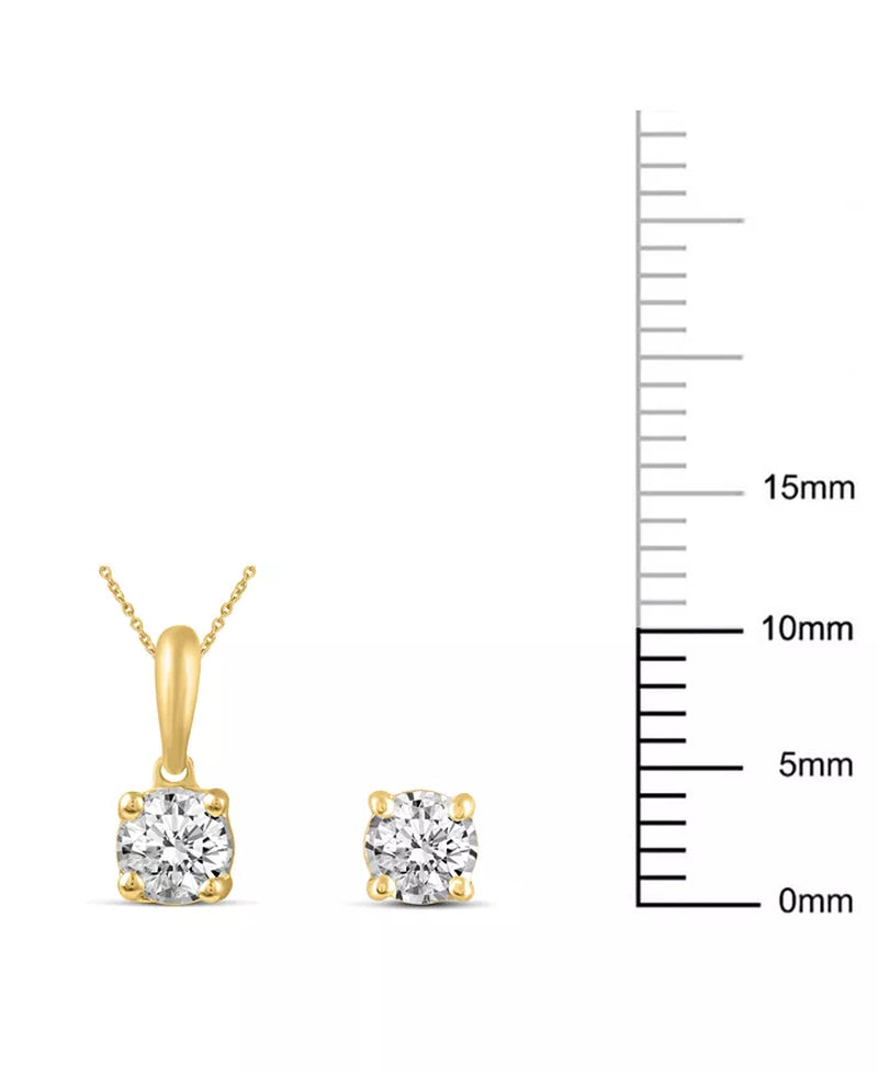 2-Pc. Set Diamond Solitaire Pendant Necklace & Matching Stud Earrings (5/8 Ct. T.W.) in 14K Gold