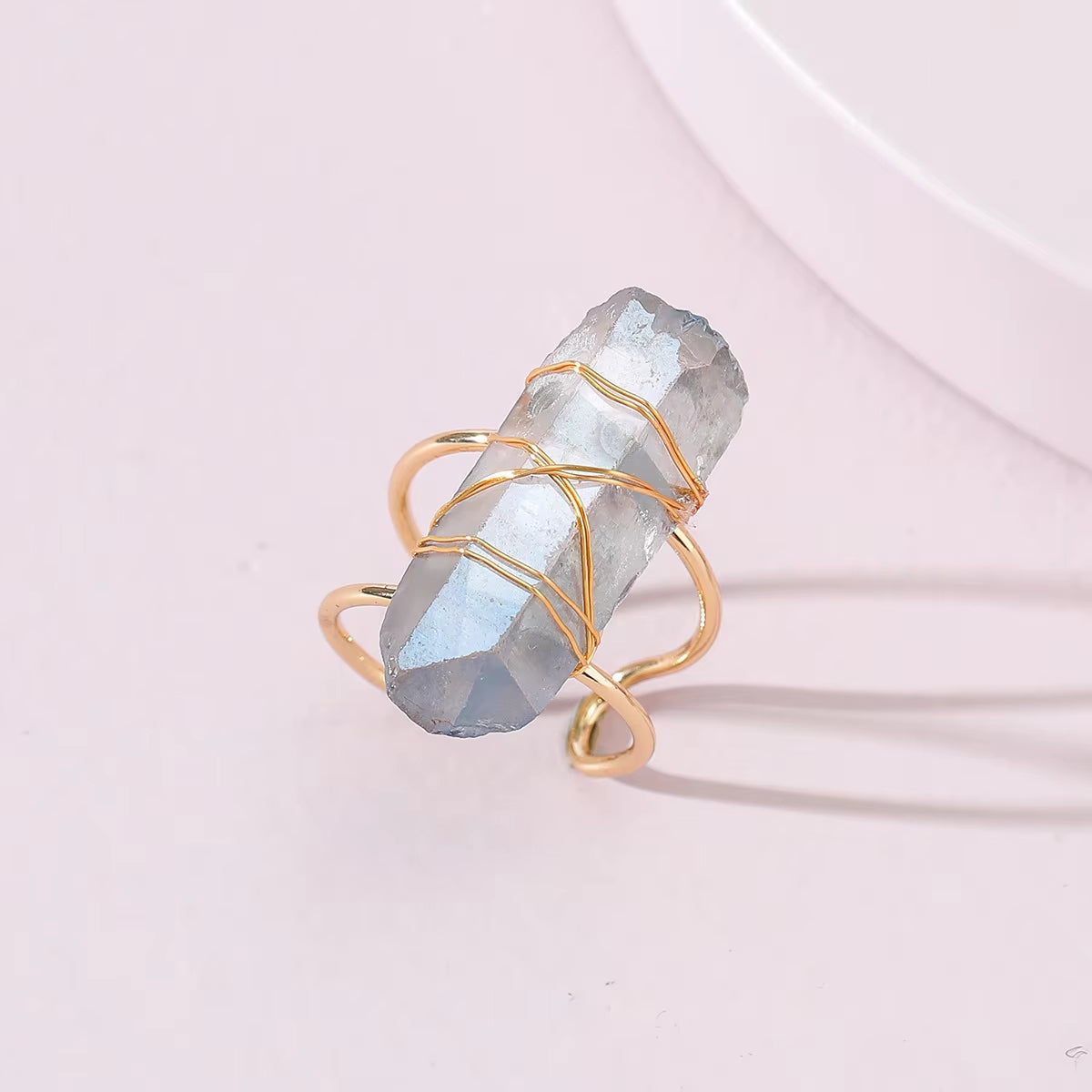 Natural Quartz Druzy Stone Ring