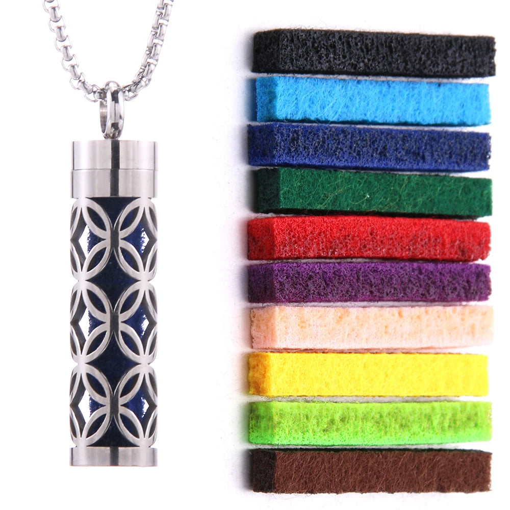 2023 New Aromatherapy Jewelry Necklaces Essential Oil Diffuser Necklace Stainless Steel Open Locket Aroma Scent Perfume Necklace